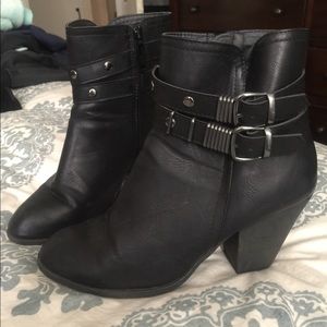 Black booties. Super cute & comfy!